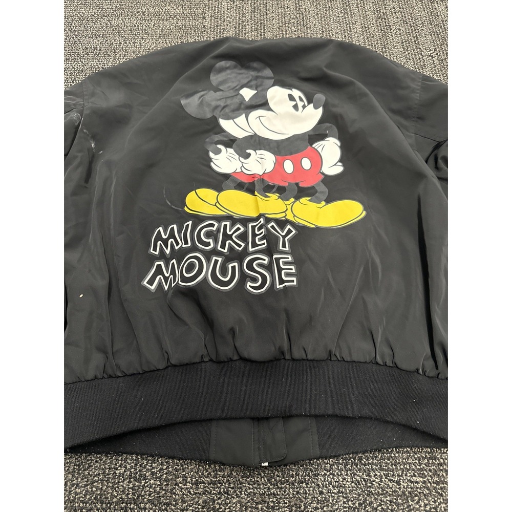 DISNEY MICKEY MOUSE Black logo 1928 Quilted Bomber Zip Up Jacket Size M - Picture 3 of 11